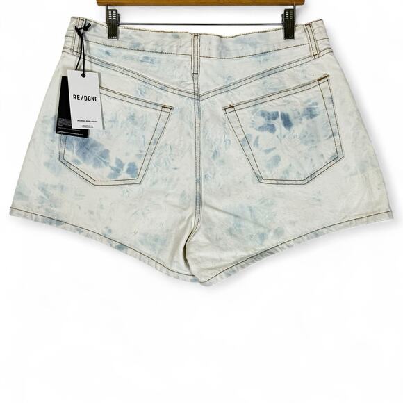 RE/DONE 7 High Rise Jean Shorts Sunbleach Denim Button Fly Size 32 NWT - Picture 2 of 7